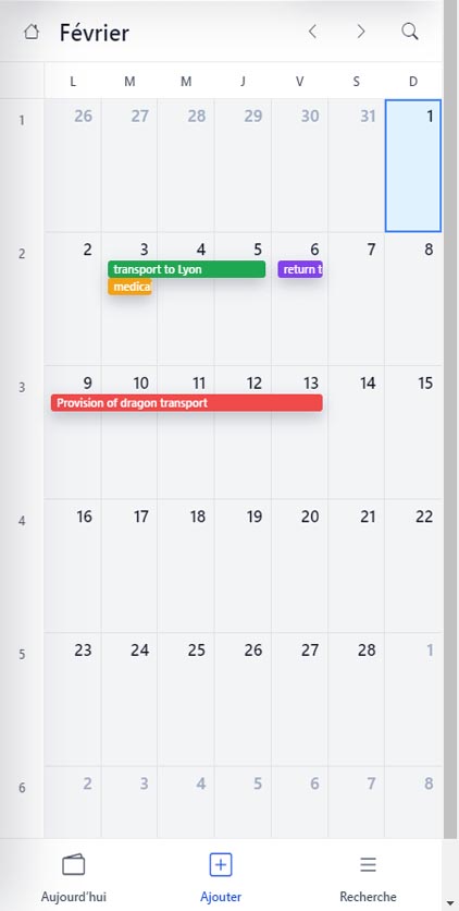 Agenda métier dans Drivimo