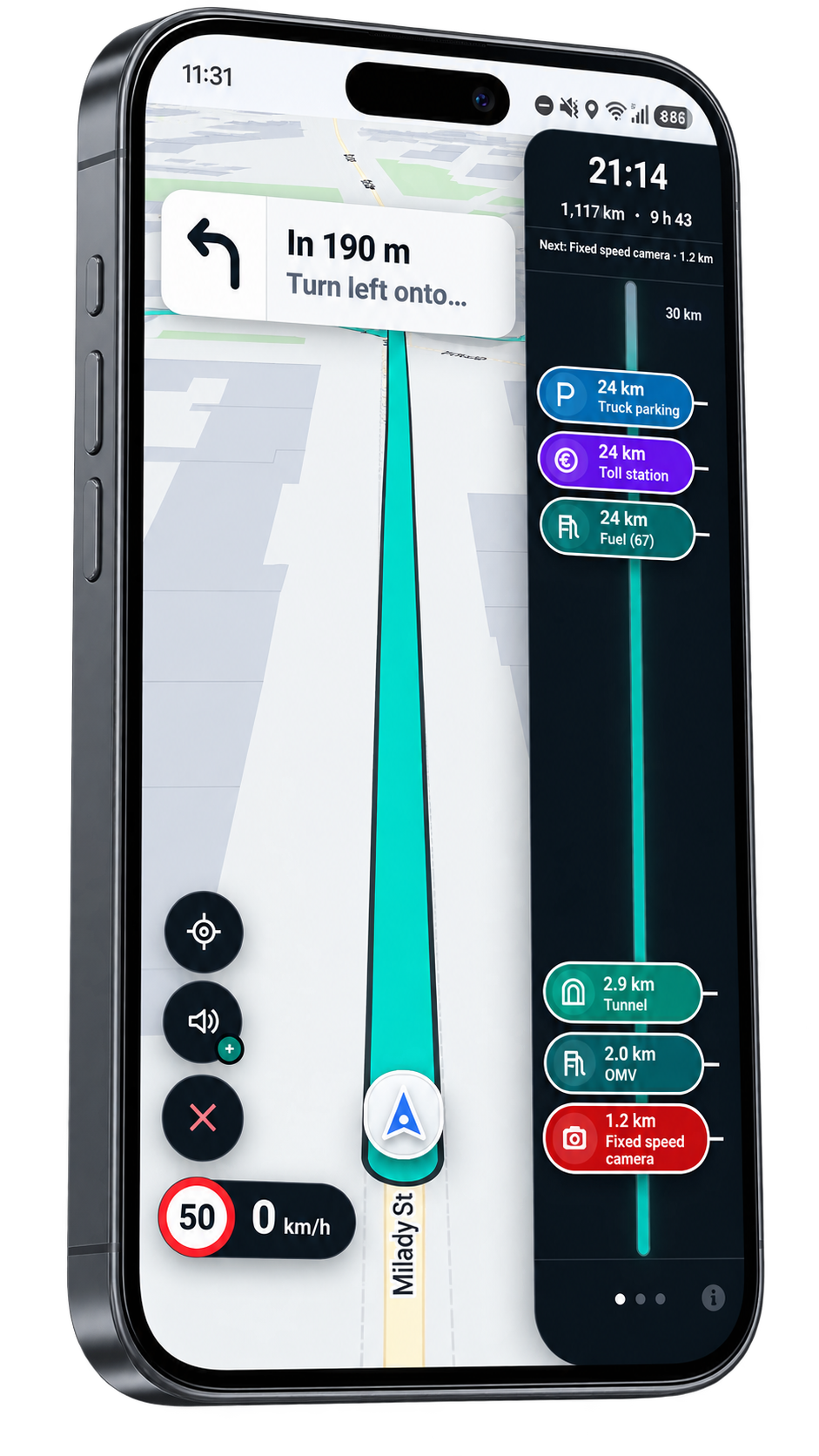 Drivimo truck and coach GPS navigation